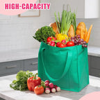 12 Pack Heavy Duty Reusable Grocery Bags - Large Shopping Totes Reinforced Handles, Holds 40 lbs, Foldable and Washable (Yellow)