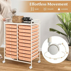 GOFLAME 20-Drawer Rolling Storage Cart, Multifunctional Art Craft Organizer Cart, Mobile Utility Storage Cart with Removable Drawers & Lockable Wheels, Craft Cart for Home Office, Peach Fuzz