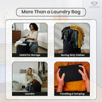 LFH Home Large Premium Cotton Canvas Laundry Bag with Drawstring and Handles Heavy Duty, Multi-Use, and Washable for Home, Travel, College or Storage 28x40 (Pack of 4)-Black