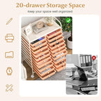 GOFLAME 20-Drawer Rolling Storage Cart, Multifunctional Art Craft Organizer Cart, Mobile Utility Storage Cart with Removable Drawers & Lockable Wheels, Craft Cart for Home Office, Peach Fuzz
