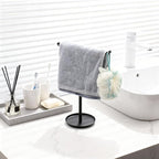 Hand Towel Holder Height Adjustable Stand, Stainless Steel Towel Rack for Bathroom, Holder for Bathroom Kitchen Bedroom Entryway, Black