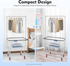 Steel Wire Laundry Cart, Rolling Laundry Basket With Wheels & Hanging Rack, Heavy Duty Large Laundry Basket Cart, Laundry Hamper Organizer for home, hotel, bathroom, commercial laundry