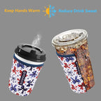 Reusable Neoprene Insulator Sleeve for Iced Coffee & Cold Soda, Coffee Sleeves for Iced & Hot Drinks, Cold Beverage Cooler Compatible with Starbucks, Dunkin (Bow&Patriot, Small: 16-18oz)