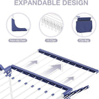 APEXCHASER Clothes Drying Rack - Foldable Laundry Rack Indoor Outdoor, Gullwing Drying Rack Clothing with 10pcs Clips + Bag, Collapsible Space-Saving Clothes Rack for Drying Towels Dolls, White