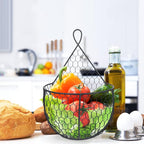 ERYTLLY Metal Fruit And Vegetable Storage Hanging Basket Wall Mounted, For Kitchen Black Wire Baskets for Flowers, Fruits and Veggies, - Set of 2