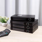 A4 Storage File Boxes Archives Cases, Foldable Plastic File Folder, Thickened to 5.8cm,Large Capacity,Black(Pack of 4)