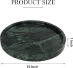 Real Natural Round Marble Tray for Bathroom, Genuine Marble Stone Vanity Tray, Luxury Storage Trays for Kitchen, Vanity, Home Decor, Dresser, Non-Resin/Non-Ceramic, 10"x 1", Green