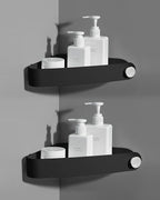 Sotfamily Plastic Shower Caddy Corner (for 90° Only), 2 Pack Adhesive Corner Shower Shelves for Bathroom Organizers and Storage, Black
