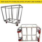 Laundry Cart Commercial,10 Bushel (350L) Large Industrial Rolling Laundry Hamper with 4 Inch Wheels,Home Heavy Duty Laundry Baskets with Stainless Steel Frame, 260 LBS Weight Capacity