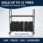 TONGMO Tire Storage Rack with Protective Cover - Adjustable Metal Tire Rack for Indoor/Outdoor Use - 58" H x 55.5" W x 17.5" D (55in)