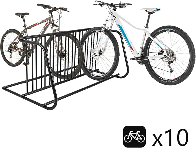 10 Bike Rack Stand, Commercial Grid Dual Sided Bike Rack Ground, Bicycle Storage Stand Floor Parking Stand for Garages, Stores, Schools & Universities, Powder-Coated Steel