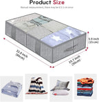 Onlyeasy Breathable Under Bed Storage Bags with 4 Reinforced Handles and Sturdy Side Wall, 2 Pack Eco-friendly Underbed Clothing Blankets Organizer with 2 Strong Zippers, Herringbone Grey, MXRUBBSS2P