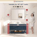 Keonjinn 40 x 32 Inch Large Medicine Cabinet for Bathroom, Black Lightweight Combined Double Doors Mirrored Cabinet, Assembly Needed, Recessed or Wall Mount, Flexiable Ample Storage, Soft Closing