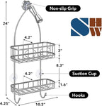 Simple Houseware Bathroom Hanging Shower Head Caddy Organizer, Silver (24 x 10.2 x 4.2 inches)