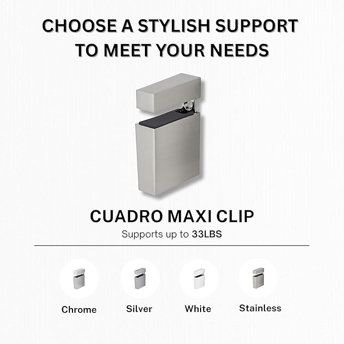 Glass Shelves - Tempered Safety Glass Shelves for Bathroom, Choose Over 20 Shelf Brackets and Multiple Shelf Sizes - Cuadro Maxi Style - 23.6 x 11.8 in - Chrome Clip