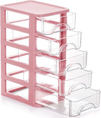 Hedume Desktop Drawer, Clear 5-Drawer Desktop Storage Unit, Small Organizer Box Storage Container Case, Frame with Clear Drawers, Drawer Unit