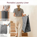 3-Compartment Laundry Cart with Lockable Wheels & Lid 180L Large Wheeled Laundry Basket Heavy-Duty Sorting Organizer for Laundry Room (Grey)