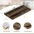 Toilet Paper Basket, Bathroom Basket for Counter Toiletries Towel Decor, Toilet Tank Tray, Guest Back of Toilet Organizer Storage, Vanity Tray for Perfume Makeup, Kitchen 13”x6.5” Brown-Gold