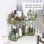 Corner Bathroom Countertop Organizer, Vanity Trays for Counter, Makeup Organizers, Perfume Tray, Kitchen Spice Rack, (Green, 2 Tiers)