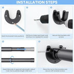 Closet Rods for Hanging Clothes, 17 to 39 Inch Stepless Adjustable Closet Rod, 1.3 Inch Diameter Metal Heavy Duty Closet Hanging Rod for Closet Wardrobes Laundry RV, Black