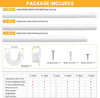 Closet Rods for Hanging Clothes, 17-84 Inch No-Cut Stepless Adjustable Closet Rod, 1.3 Inch Heavy Duty Metal Closet Hanging Rod with Brackets, White Closet Bar for Closet, Laundry Room, RV, Wardrobes