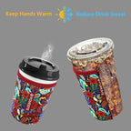 Reusable Neoprene Insulator Sleeve for Iced Coffee & Cold Soda, Coffee Sleeves for Iced & Hot Drinks, Cold Beverage Cooler Compatible with Starbucks, Dunkin (Tropical Flower, Large: 32oz)