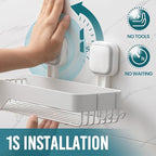 TAILI Shower Caddy Suction Cup 2 Pack,Stainless Steel Rustproof Shower Shelves,No Drilling Wall Mounted Basket,Large Capacity,Removable Suction Cup Bathroom Organizers & Home Decor, White