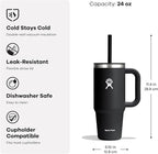 Hydro Flask Travel Tumbler with Handle, Lid and Straw - Insulated Stainless Steel in 24 Oz Tonal Trillium