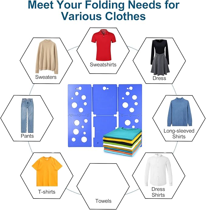 BoxLegend V5 Shirt Folder Clothes Folding Board t Shirt Folder Assemblable Clothes Folder Easy and Fast to fold Clothes Laundry Helper Assistant for Professional Laundry Folder Folding Tool, Blue