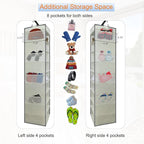 2 Pack Large-Sized Hanging Shoe Organizer 10-Shelf, Sturdy Hanging Closet Organizer with 8 Side Pockets, Wider Hanging Shelves for Storage Shoes Clothes Jeans Shirts Toys, Beige