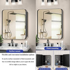 Bathroom Medicine Cabinet,28"x28" Square Mirror Door with Stainless Steel Frame,Recessed & Surface Wall Cabinet with Glass Shelves, Rust-Resistant Bathroom Storage Cabinet