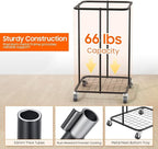 160L Laundry Hamper with Lid, Rolling Laundry Basket with Wheels, Large & Tall Dirty Clothes Hamper with Metal Frame and Removable Bag for Bedroom Aesthetic, Laundry Room, Bathroom, Dorm-Black
