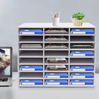 24 Compartment File Sorting Cabinet, Literature Organizer, Desktop File Rack, Desktop File Shelf, Office Mailbox for organizing homework, books, magazines in the classroom, office (White)
