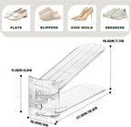 10 Pack Transparent Shoe Stacker,Shoe Slots Organizer for Closet, Shoe Display Space Saver,Adjustable Shoe Rack Organizer Holder for High Heels,Sneakers(Transparent)
