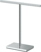Gatco 1444C, Modern Rectangle Base Freestanding Countertop Towel Holder, Chrome / 10.50"W x 11.13"H T-Shape Style Countertop Hand Towel Holder for Bathroom, Kitchen/ Fingertip Towel Rack