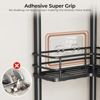 Orimade Rustproof 2 Tier Floor Standing Corner Shower Caddy Organizer with Toothbrush Holder, Large Spacing Floor Shower Shelf Rack Storage Stands with Hooks for Bathroom Kitchen, Black