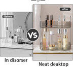 Bathroom Counter Organizer - Countertop Storage, Cosmetics & Skincare Shelf, Makeup Organizer, Perfume Tray, Spice Rack for Kitchen (2 Tier - Grey)