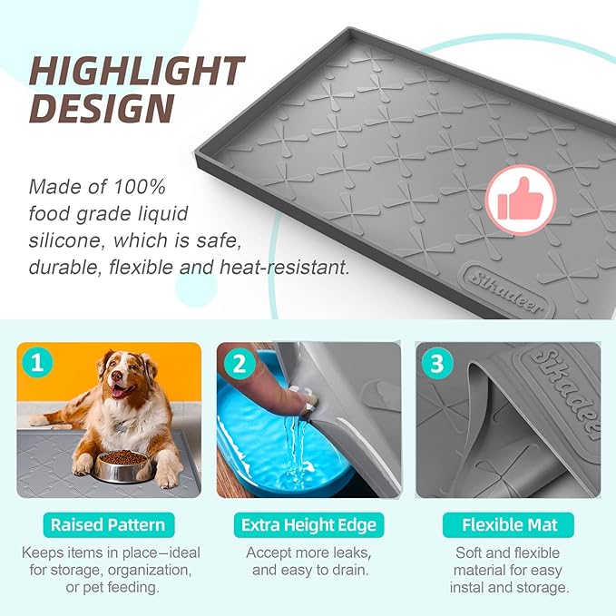 SIKADEER 28" x 22" Under Sink Mat Waterproof, Silicone Mat Kitchen Drawer Shelf and Cabinet Liner, Sink Protector for Kitchen Organizers and Storage, Boot Tray Pet Food Mats