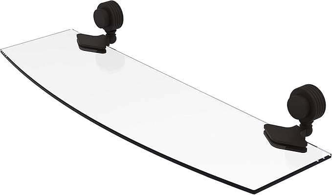 Allied Brass 433G/18-ORB 433 G Venus Collection Inch Groovy Accents Glass Shelf, 18-Inch by 5-Inch, Oil Rubbed Bronze