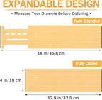 Bamboo Drawer Dividers 4" High, 12.8-18" Adjustable Drawer Organizers for Clothes,Expandable Dresser Separators in Bedroom/Kitchen/Bathroom/Office Organization and Storage,6 Pack