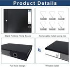 Storage File Boxes A4, 6 Pack Foldable File Box with Clip, 50mm Spine, Plastic Archives Cases with Magnetic Closure, Document File Folder Organizer Storage Filing Box for Office School, Black