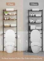 4 Tier Over The Toilet Storage Shelf with 3 Adjustable Shelves, Space Saver Bathroom Organizer with 4 Hooks, Freestanding Above Toilet Rack for Restroom Laundry (Brown)