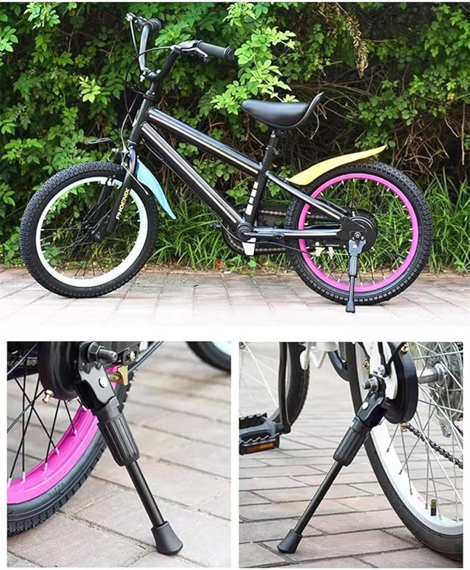 MINILUJIA Upgraded Spring Built-in Kids Bike Kickstand For 12/14/16/18/20 Inch Children’s Bicycle Stand Support Rack (14inch)