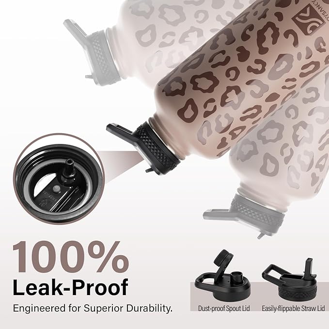 Insulated Water Bottle | Thickened Stainless Steel for Gym and Hiking with Straw, Carrier Bag, Handle Strap | BPA-Free 87 oz