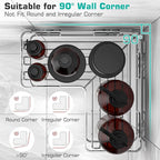 YASONIC Corner Shower Caddy, 3-Pack Adhesive Bathroom Caddy with Soap Holder and 12 Hooks, Rustproof Stainless Steel Shower Organizer, No Drilling Wall Mounted Shower Rack, Brushed Silver