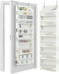 HOMELUX THEORY UPGRADED 6 Tiers Over The Door Organizer Hanging - 100D EXTRA THICK & 50lbs HUGE CAPACITY, 12 Side Mesh Pockets Over The Door Shoe Organizer, Hanging Closet Organizer (Ivory, 1pc)