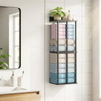 Bathroom Towel Storage, Black Bathroom Towel Holder, Wall Mounted Towels Racks Shelf Towels Organizer for Rolled Towels, 34inch Modern Storage Rack Organizer for RV
