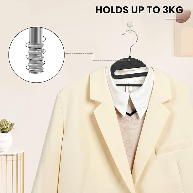 Heavy Duty Plastic Hangers 50 Pack with Non-Slip Design,0.2 Inches Thick,360°Swivel Hook Space Saving Organizer for Bedroom Closet,Shirts,Pants,Strong Enough for Coat(Black- S Shaped)