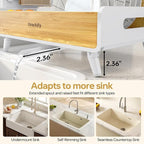 Dish Drying Rack for Kitchen Counter - Stainless Steel & Bamboo Dish Rack with Large Removable Utensil Holder, Dish Drainer with Adjustable Automatic Spout, White