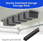 6-Pack Overhead Storage Rack, Ceiling Rack for Bin Organization, Heavy-Duty Garage Support for Most Containers (for 5 Bins)
